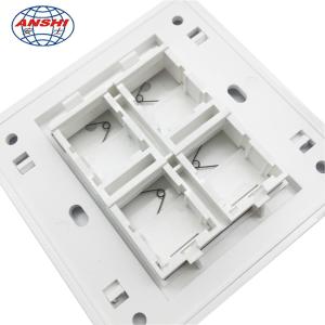 86 Type 4 Port Network Cable Faceplate Customized Wall Mount Outlet White Color