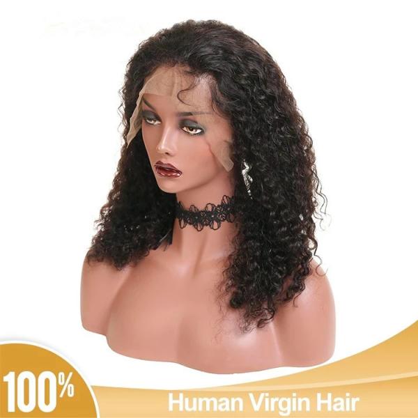 Kinky Curly Long In Lace Front Human Brazilian Hair Wigs For Black Lady