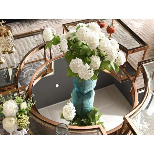 OEM Modern Glass Coffee Table Mirror Rose Gold Center Table For Lobby Home Villa