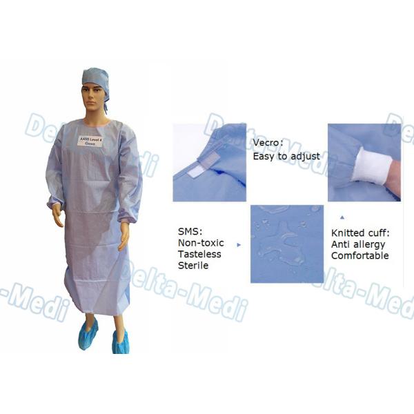AAMI Level 4 Disposable Doctor Gowns , Disposable Theatre Gowns With 4 Waist Belts