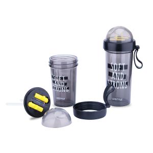 New design Tritan Sport Gym Plastic Water Bottle double drink dual-use