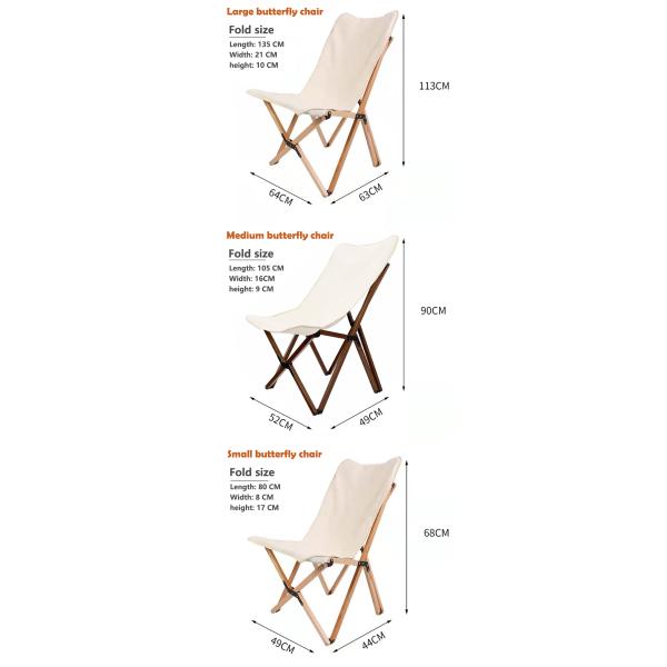 Ultralight Beech Wood Frame Chair Portable Folding Butterfly Camping Chair for Adults