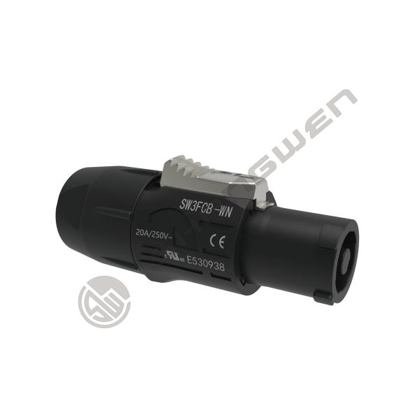 Male 3 Pin Waterproof Power Connector Outdoor With Black Output