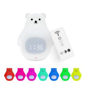 Soft Silicone Bear Led Night Lamp Touch Sensing Sleeping Lights With Timing & Alarm Clock Function