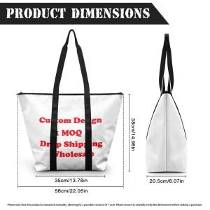 Fashion Casual Street Reusable Environmental Handbag Zipper Tote Bag, Kraft