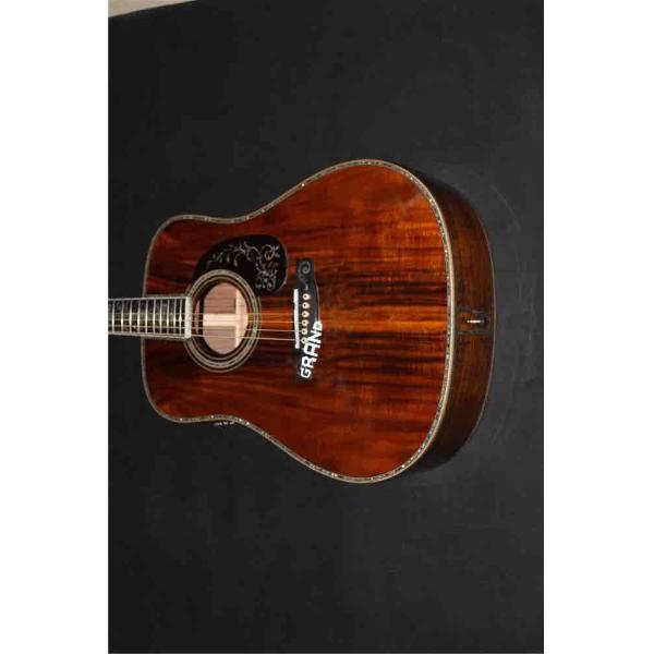 AAAA all solid koa wood guitar dreadnought body solid koa acoustic electric guitar abalone binding ebony fingerboard EMS