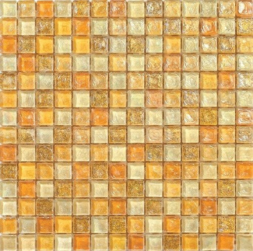 Buy shape yellow color water waving glass mosaic tile for entrance at wholesale prices