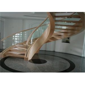 Wood Glass Tread Stainless Steel Curved Stair Circular Staircases