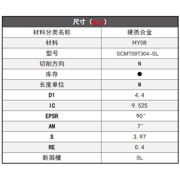 CNC Boring Inserts Wc-Co PVD Coating SCMT09T304-SL HYB208 ,Applicable To All Difficult-to-machine Materials Except Superalloys