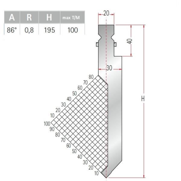 Buy 835mm CNC Press Brake Punch Trumpf Press Brake Tooling at wholesale prices