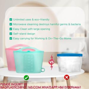 Silicone Microwave Sterilizer Bag Breast Pump Sterilizer Bags Pacifiers, Steam