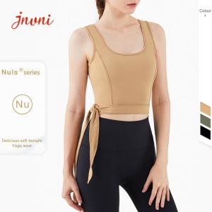 High Impact Lace Up Yoga Tank Top Push Up Fashion U Back Gym Crop Top