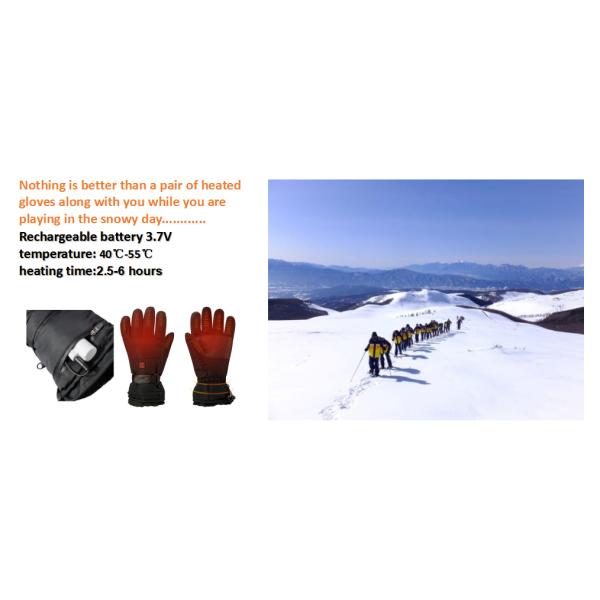 Windproof Rechargeable Heated Gloves Polyester 2200mAh