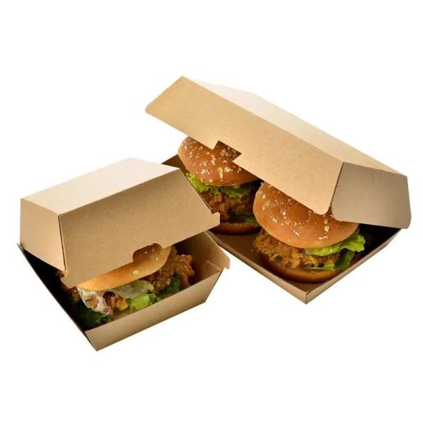 Burger Packaging Square Disposable To Go Boxes Microwave Paper Box Eco Friendly