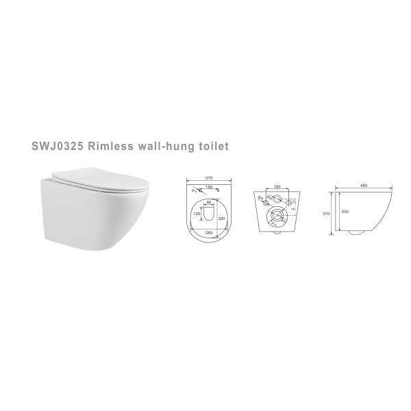 Chaozhou Fashion Models Sanitwell SWJ0325 Bathroom wc white toilet bowl rimless flush