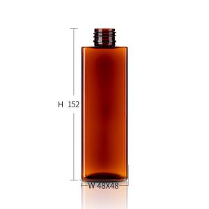 Translucent Amber PET Plastic Shampoo Bottles 260ML Square Shape For Men