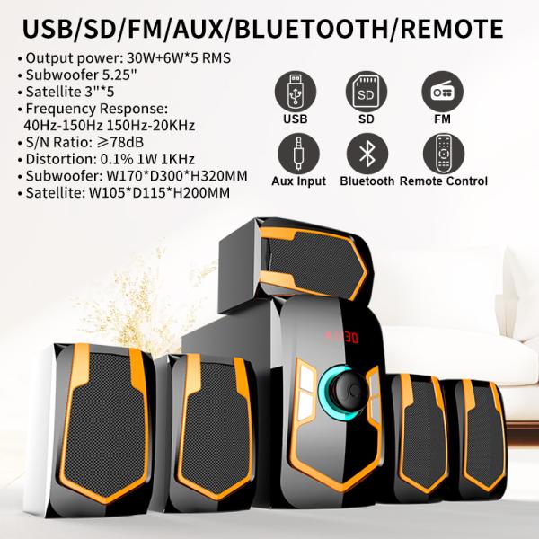 Private Mold Yes Wooden Cabinet Hifi 5.1 Speaker Home Theatre System USB Communication