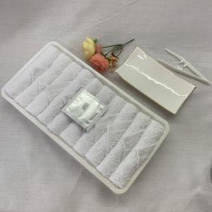 Bleached Hand Oshibori Airline Plain Towel with antiseptic sachet
