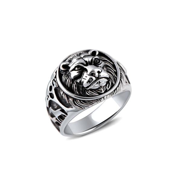 Sterling Silver Lion Men Thailand Vintage Silver Ring (R6030805)