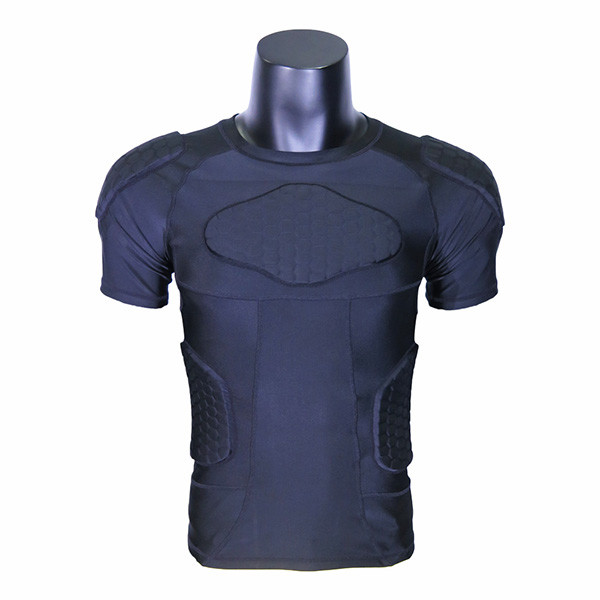 Buy Plain Black Youth Padded Compression Shirts / Football Compression Shirt Lycra at wholesale prices