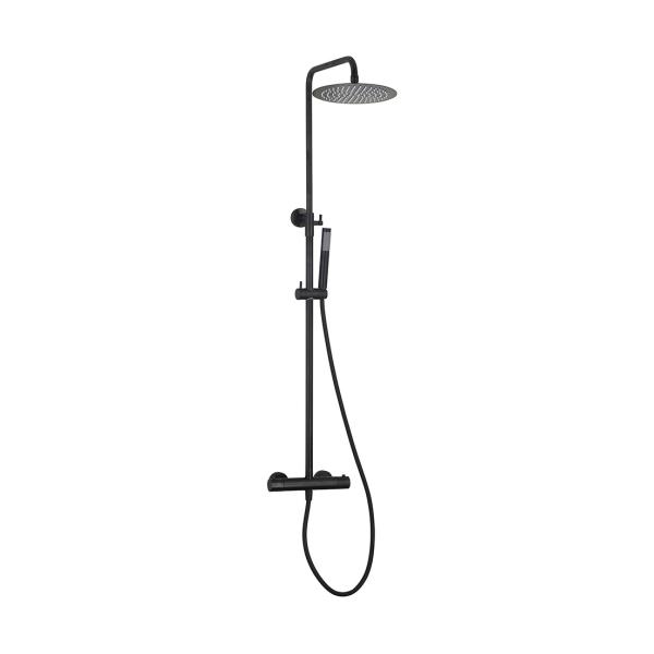 Buy Matt Black Brass Bath Shower Faucets Thermostatic Temperature Adjustable at wholesale prices