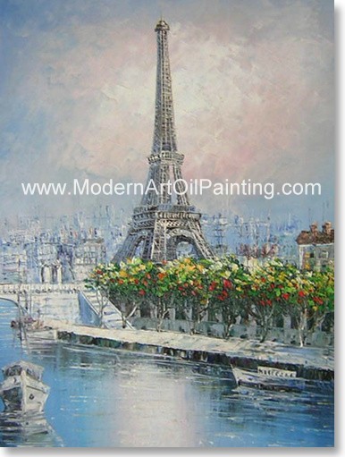Buy Hand Painted Paris Oil Painting Eiffel Tower ECO Solvent at wholesale prices