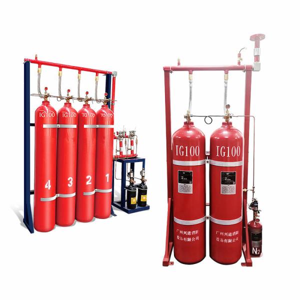IG100 Intert Gas Fire Suppression System With 80L 90L Capacity And Pipe Network