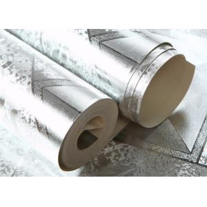 Moisture Proof Modern Removable Wallpaper with Silver Geometric Pattern