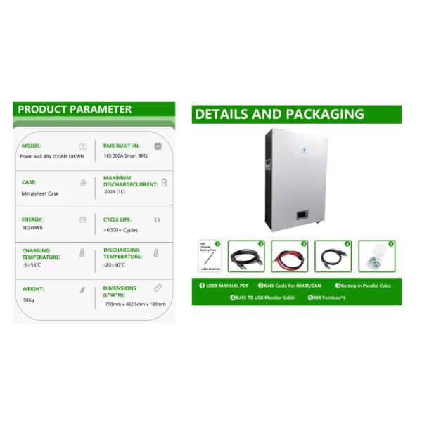 Bely 200ah Power Energy Lithium Battery Pack Wall Solar System