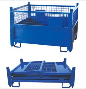 Buy China Warehouse Folding Steel Stackable Wire Mesh Pallet Box at wholesale prices