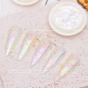 Plastic Hot Crystal Fire Opal Aurora Nail Art Cloud Flakes Chrome Powder Glitter