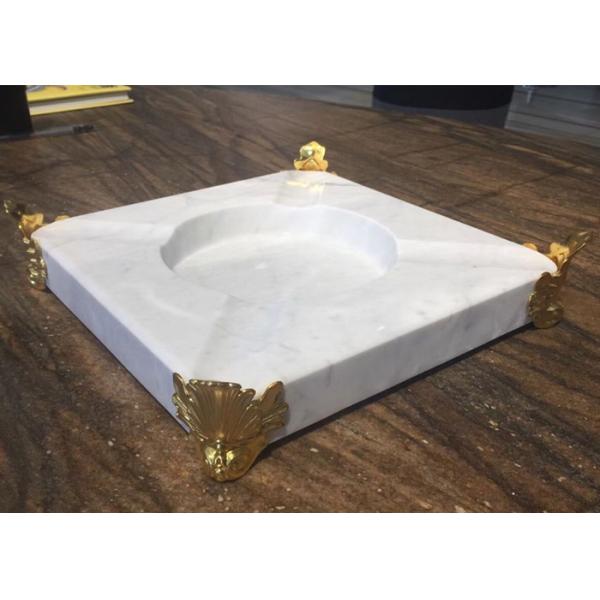 Buy Natural Stone Crafts Marble Stones For Tray Ashtray With Gold Edge at wholesale prices