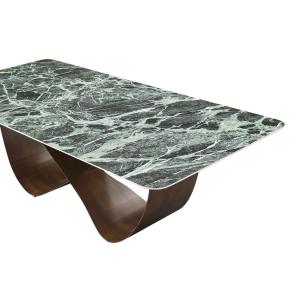 Sinuous Marble Ceramic Extending Dining Table , Architectural Glass Dining Table
