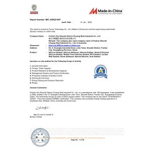 GUANGDONG CHUANGSHIJI SILICONE CO.,LTD. Certifications
