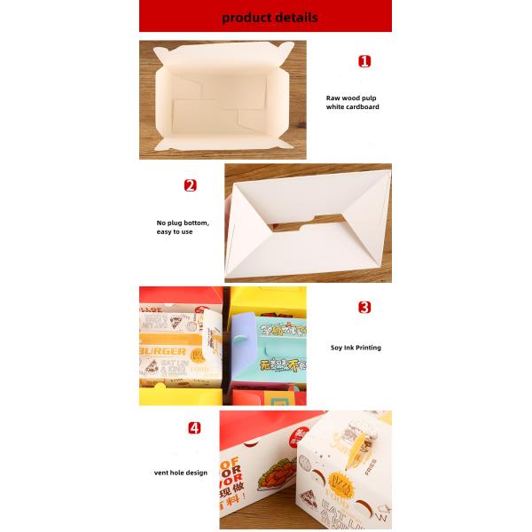 Embossing Paperboard Fried Chicken Containers Packaging Boxes Custom