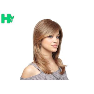 Natural Wave Medium Length Synthetic Hair Wigs For Elegance White Women