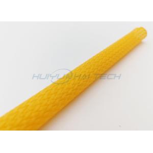 Yellow PET Braided Sleeving , Flame Proof Wrap Around Braided Sleeving