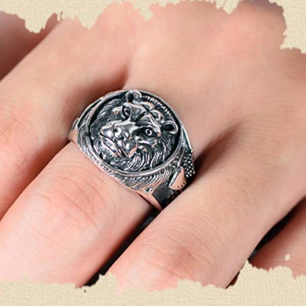 Sterling Silver Lion Men Thailand Vintage Silver Ring (R6030805)