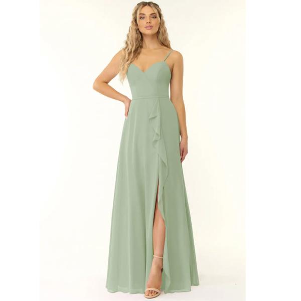 Manufacturer ODM Black Chiffon Bridesmaid Dress Spaghetti Straps Sleeveless A