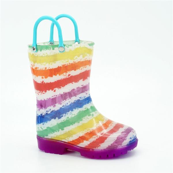 Buy PVC Rainbow Light Up Rain Boots , Reusable Slip Resistant Rubber Boots at wholesale prices