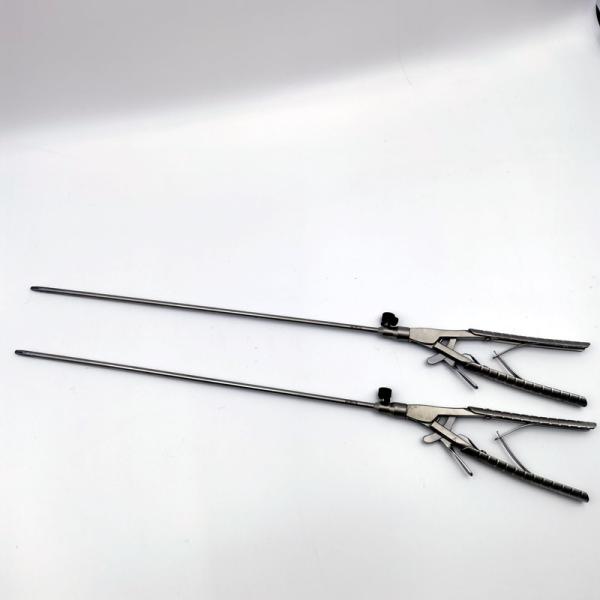 Buy Reusable laparoscopic single action straight jaw V shaped needle holder 330mm length at wholesale prices