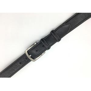 Pin Buckle Black Mens Leather Dress Belt For Jeans
