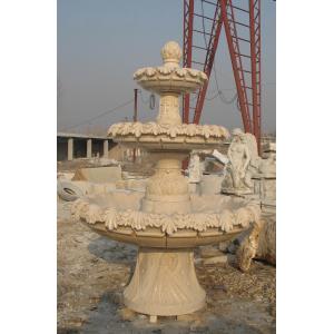 China 3 Tier Flower Carved Stone Marble Water Standing Fountain on sale