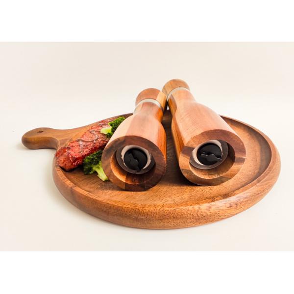 Manual Reusable Refillable Wooden Salt And Pepper Grinder Set Acacia Wood Grinder