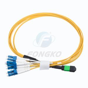 Quality Singlemode 8 Core MPO APC (Female) to LC UPC Duplex Harness Fiber Optic Patch Cord for sale