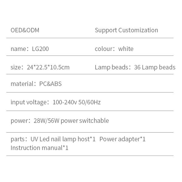 Wattage 56W/28W UV Lamp for Professional Red Light Nail Salon LED Nail Equipment