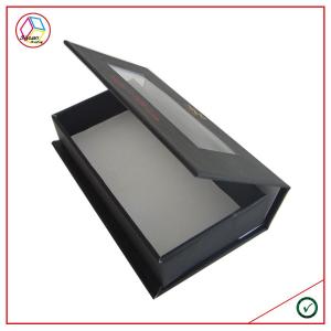 Small Black CMYK Rectangular Craft Paper Gift Box With PVC Window