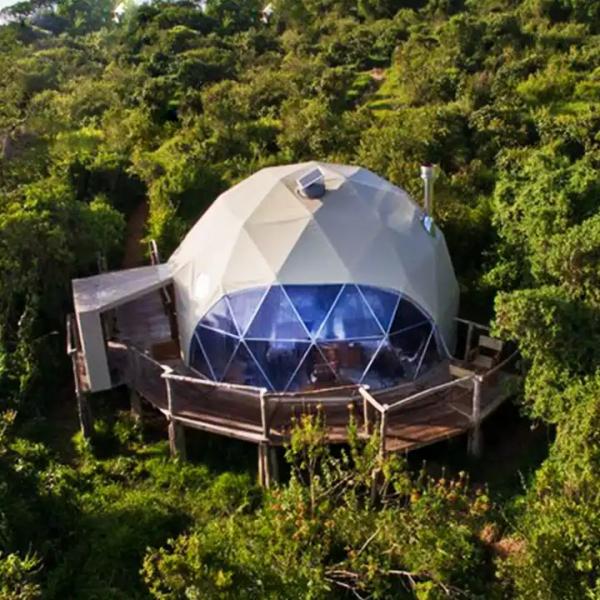 Outdoor luxury 8m Diameter waterproof canopy safari glamping resort round hotel geodesic dome tent