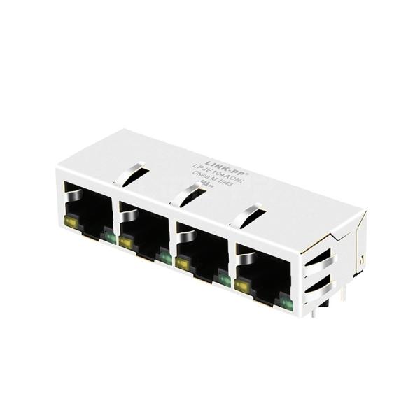 LPJE104ADNL Tab Down Yellow/Green LED 1X4 Port Ethernet RJ45 Jack without