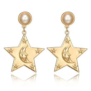 Quality Personality Exaggerated Star Moon Pearl Stud Earring For Woman for sale